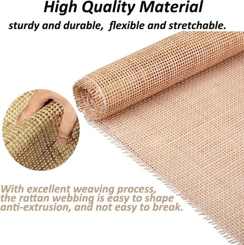 24" Rattan Cane Webbing 5Feet, Natural Rattan Roll Cane Webbing Roll, Caning Material, Cane Webbing Sheet, Woven Open Mesh Cane Fabric for Caning DIY Projects, Furniture, Chair, Cabinet in Saudi Arabia