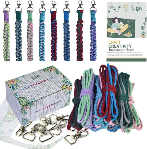 مجموعات Ewparts Easy Macrame للبالغين المبتدئين المورد الخرز الخشبي، الخواتم، وتد خشبي لشماعات نبات Macrame، جدار Macrame معلق مع تعليمات للمبتدئين Macrame in Kuwait