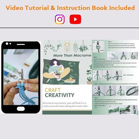 مجموعات Ewparts Easy Macrame للبالغين المبتدئين المورد الخرز الخشبي، الخواتم، وتد خشبي لشماعات نبات Macrame، جدار Macrame معلق مع تعليمات للمبتدئين Macrame in Kuwait