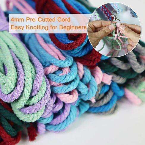 مجموعات Ewparts Easy Macrame للبالغين المبتدئين المورد الخرز الخشبي، الخواتم، وتد خشبي لشماعات نبات Macrame، جدار Macrame معلق مع تعليمات للمبتدئين Macrame in Kuwait
