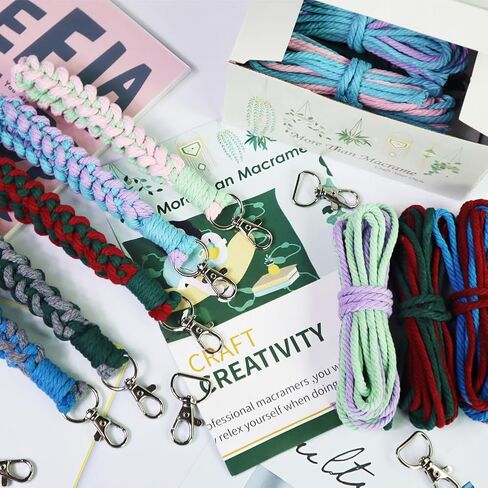مجموعات Ewparts Easy Macrame للبالغين المبتدئين المورد الخرز الخشبي، الخواتم، وتد خشبي لشماعات نبات Macrame، جدار Macrame معلق مع تعليمات للمبتدئين Macrame in Kuwait