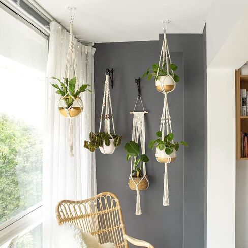 مجموعات Ewparts Easy Macrame للبالغين المبتدئين المورد الخرز الخشبي، الخواتم، وتد خشبي لشماعات نبات Macrame، جدار Macrame معلق مع تعليمات للمبتدئين Macrame in Kuwait