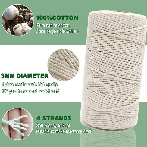 مجموعات Ewparts Easy Macrame للبالغين المبتدئين المورد الخرز الخشبي، الخواتم، وتد خشبي لشماعات نبات Macrame، جدار Macrame معلق مع تعليمات للمبتدئين Macrame in Kuwait