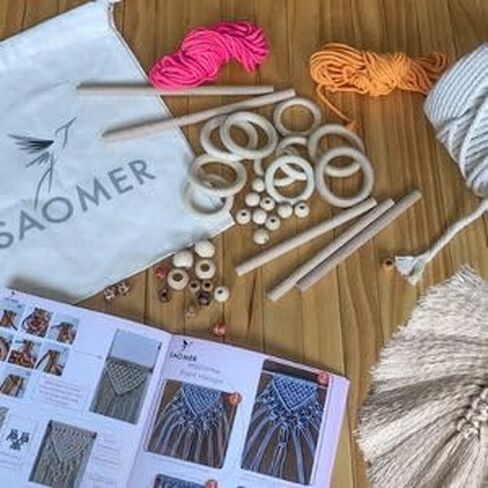 130 Pcs Macrame Kit for Beginners-219 Yards(657 Feet-3mm) 7 Easy Macrame DIY Projects Book-Starter Kit Has Dowel,Beads,Rings,Keychains,Bag(Gift) - Perfect Macrame Starter Kits in Saudi Arabia