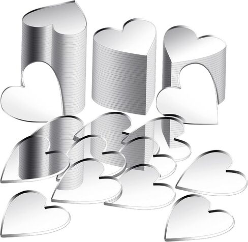 100 Pieces Heart Mirror Mini Size Heart Mirror Tiles Small Heart Mirror, DIY Mosaic Mirror Circles Tiles for Arts and Crafts Projects, Traveling, Framing, Room Home Decor (1 Inch) in Saudi Arabia