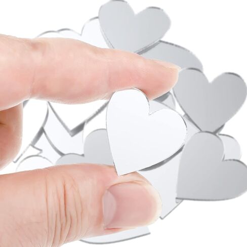 100 Pieces Heart Mirror Mini Size Heart Mirror Tiles Small Heart Mirror, DIY Mosaic Mirror Circles Tiles for Arts and Crafts Projects, Traveling, Framing, Room Home Decor (1 Inch) in Saudi Arabia