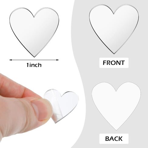 100 Pieces Heart Mirror Mini Size Heart Mirror Tiles Small Heart Mirror, DIY Mosaic Mirror Circles Tiles for Arts and Crafts Projects, Traveling, Framing, Room Home Decor (1 Inch) in Saudi Arabia