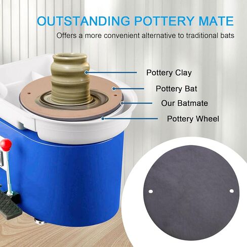 12 inch BatMate for Pottery and Ceramics, Upgraded Round Clay Throwing Cloth for Making Pottery Ceramics, Bat Mat for Pottery Tools & Pottery Machine Accessories (Black) in Kuwait