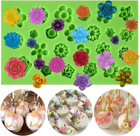 24 قالب زهرة فندان تجويف، قالب سيليكون ثلاثي الأبعاد على شكل زهرة صغيرة لحلوى الشوكولاتة، تزيين الكيك، طين البوليمر، صناعة السكر، صب مجوهرات الراتنج in Kuwait