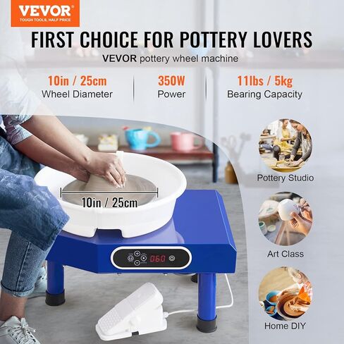 VEVOR 36cm Forming Machine with Foot Pedal Adults 450W Electric Pottery Wheel for DIY Clay Art Craft, White in Saudi Arabia