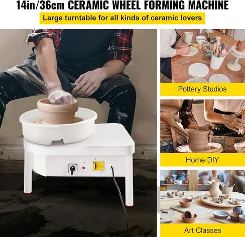 VEVOR 36cm Forming Machine with Foot Pedal Adults 450W Electric Pottery Wheel for DIY Clay Art Craft, White in Saudi Arabia