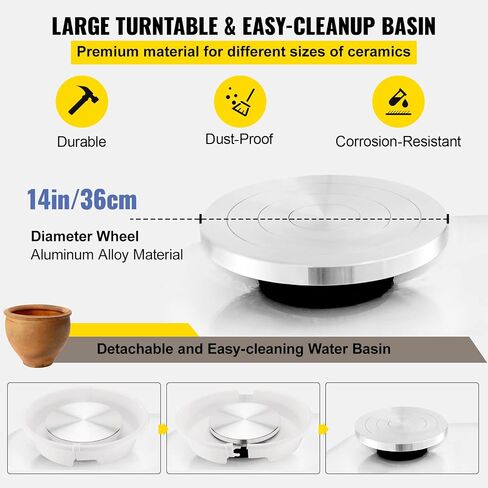 VEVOR 36cm Forming Machine with Foot Pedal Adults 450W Electric Pottery Wheel for DIY Clay Art Craft, White in Saudi Arabia