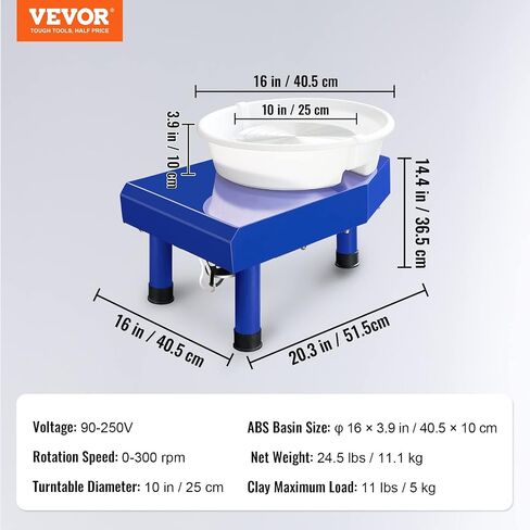 VEVOR 36cm Forming Machine with Foot Pedal Adults 450W Electric Pottery Wheel for DIY Clay Art Craft, White in Saudi Arabia