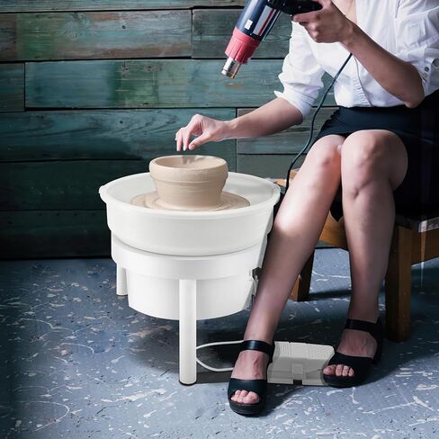 VEVOR 36cm Forming Machine with Foot Pedal Adults 450W Electric Pottery Wheel for DIY Clay Art Craft, White in Saudi Arabia