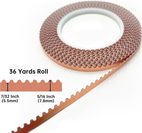 ARTIMUSES Black Backed 1/4 Inch Scalloped Copper Foil Tape for Stained Glass, DIY Handicrafts, Crafting in Saudi Arabia