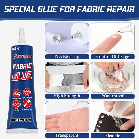 Fabric Liquid Adhesive, Fabric Glue, Mend Fabric Glue for All Fabrics, Clothes, Cotton, Flannel, Denim, Leather, Polyester, Doll Repair (60 Milliliter) in Kuwait