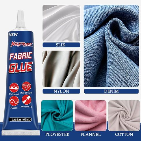 Fabric Liquid Adhesive, Fabric Glue, Mend Fabric Glue for All Fabrics, Clothes, Cotton, Flannel, Denim, Leather, Polyester, Doll Repair (60 Milliliter) in Kuwait