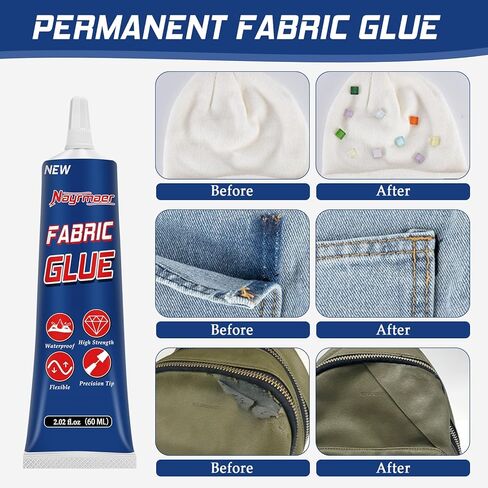 Fabric Liquid Adhesive, Fabric Glue, Mend Fabric Glue for All Fabrics, Clothes, Cotton, Flannel, Denim, Leather, Polyester, Doll Repair (60 Milliliter) in Kuwait
