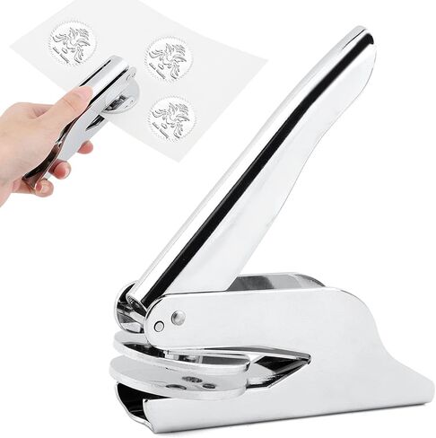 Book Embosser Embosser Stamp Library Stamp Hand-Held Embossing Stamp Embosser Stamp Your Own Text or Logo Design for Books Business Cards Paper (Color:Silver) in Kuwait