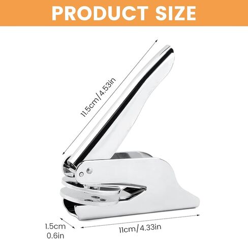 Book Embosser Embosser Stamp Library Stamp Hand-Held Embossing Stamp Embosser Stamp Your Own Text or Logo Design for Books Business Cards Paper (Color:Silver) in Kuwait