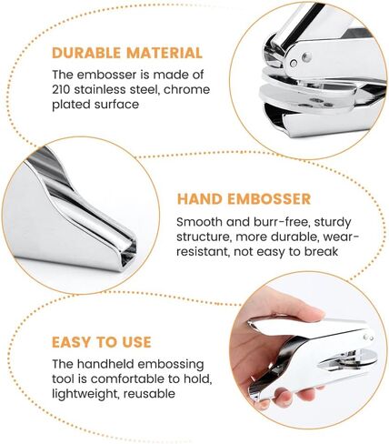 Book Embosser Embosser Stamp Library Stamp Hand-Held Embossing Stamp Embosser Stamp Your Own Text or Logo Design for Books Business Cards Paper (Color:Silver) in Kuwait