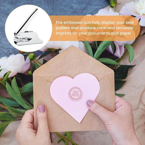 Book Embosser Embosser Stamp Library Stamp Hand-Held Embossing Stamp Embosser Stamp Your Own Text or Logo Design for Books Business Cards Paper (Color:Silver) in Kuwait