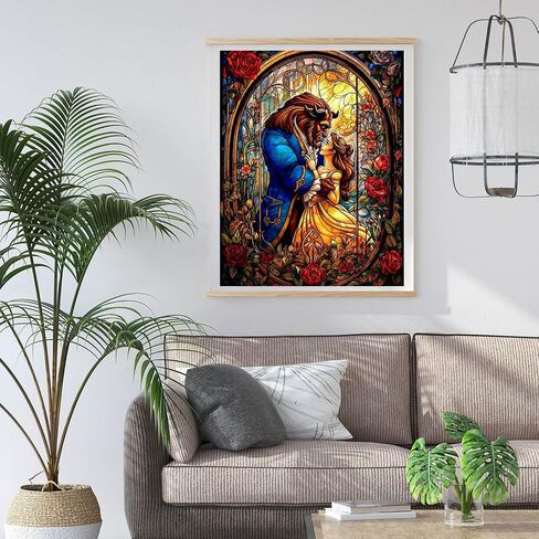 مجموعات الرسم الفني الماسي من Beauty and the Beast للبالغين، لوحات نقاط الماس الحفر الكامل للمبتدئين، طلاء دائري 5D مع صور الماس، مجموعات الرسم الفني للأحجار الكريمة، مجموعات الحرف اليدوية مقاس 12 × 16 بوصة in Saudi Arabia