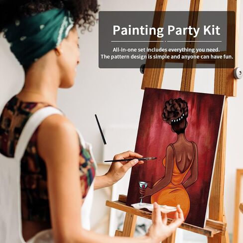 مجموعة لوحات قماشية من VOCHIC مرسومة مسبقًا للرسم للبالغين، مجموعات حفلات الطلاء ومستلزمات حفلات الرشفة 8 × 10 قماش لطلاء 8 ألوان أكريليك، 3 فرشاة، 1 مجموعة فنية للفتيات الأنيقة in Saudi Arabia