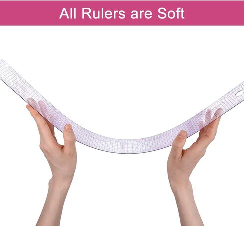 13PCS Styling Sewing French Curve Ruler Set, Dress Makers Ruler Clear Sewing Tailors Pattern Making Ruler for Fashion Design and Guides for Fabric (English Language Mark on Rulers) in Saudi Arabia