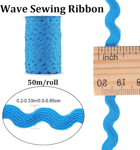 GORGECRAFT 54.6Yds/50m Wave Bending Fringe Trim 5mm Wide White Rick Rack Zig Zag RIC Rac Trim Curved Woven Braided Fabric Webbing Edge Lace Ribbon for Christmas Sewing Home Party Wedding Dress Craft in Kuwait