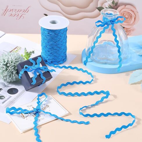GORGECRAFT 54.6Yds/50m Wave Bending Fringe Trim 5mm Wide White Rick Rack Zig Zag RIC Rac Trim Curved Woven Braided Fabric Webbing Edge Lace Ribbon for Christmas Sewing Home Party Wedding Dress Craft in Kuwait