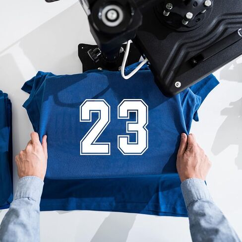 24 Pcs Iron on Numbers, Jersey Heat Transfer Numbers 0 to 9 for Team Uniform Sports T-Shirt Football Basketball Baseball (White with White Border, 8 Inch) in Saudi Arabia