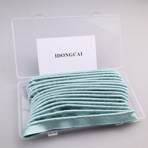 IDONGCAI الأنابيب تقليم شريط حماية الأطراف سماوي مع الحبل 0.5 بوصة حافة حافة لخياطة ديكور المنزل المفروشات 5 ياردة in Kuwait