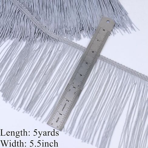 Silver Fringe Trim 5 Yards Fringe Tassel Trim Chainette Sewing Lace Trim for DIY Crafts Clothes Home Party Decoration in Saudi Arabia