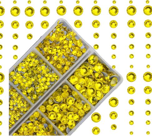 4000Pcs Mixed Size Hot Fix Round Crystals Gems Glass Stones Hotfix Flat Back Rhinestones (Champagne) in Saudi Arabia