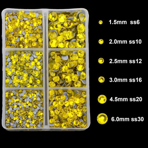 4000Pcs Mixed Size Hot Fix Round Crystals Gems Glass Stones Hotfix Flat Back Rhinestones (Champagne) in Saudi Arabia
