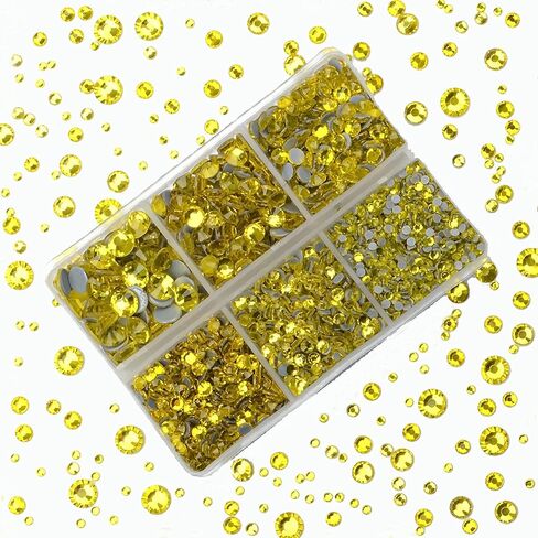 4000Pcs Mixed Size Hot Fix Round Crystals Gems Glass Stones Hotfix Flat Back Rhinestones (Champagne) in Saudi Arabia