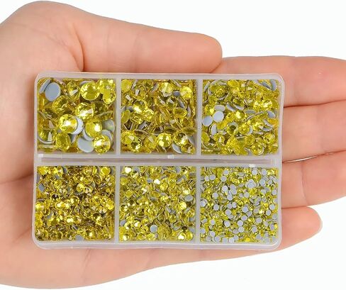 4000Pcs Mixed Size Hot Fix Round Crystals Gems Glass Stones Hotfix Flat Back Rhinestones (Champagne) in Saudi Arabia