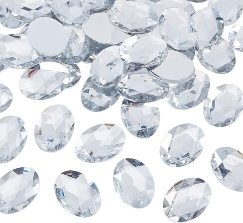 FINGERINSPIRE 100Pcs 25x18mm Teardrop Acrylic Rhinestone Faceted Gems Cabochons with Silver Plated Flat Back for Costume Making Cosplay Jewels Embelishments Decor Crafts in Saudi Arabia