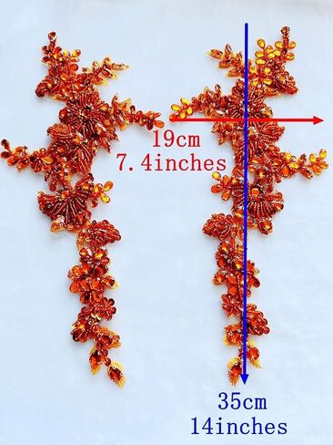 Handmade Rhinestones lace Trim Patches handsewing Beads Applique for Dress One Pair DIY Accessories (Silver) in Kuwait