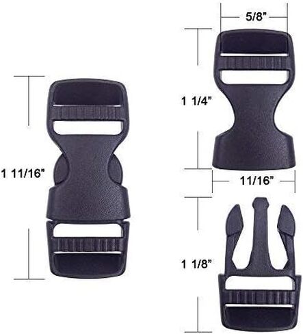 DGQ أبازيم جانبية سريعة الفك بعرض 5/8 بوصة، 10 حزم مزدوجة قابلة للتعديل بدون مشابك خياطة، استبدال البلاستيك شديد التحمل لحزام الظهر من النايلون، حزمة مراوح حزام من النايلون، أطواق الكلاب in Kuwait