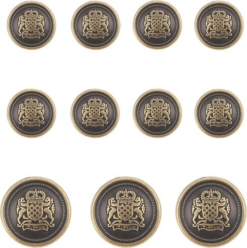 KENDANY 11 Piece Antiqued Bronze Metal Blazer Button Set - Crown Lion- for Blazer, Suits, Sport Coat, Uniform, Jacket(Bronze) in Kuwait