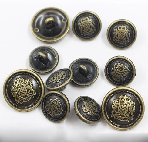 KENDANY 11 Piece Antiqued Bronze Metal Blazer Button Set - Crown Lion- for Blazer, Suits, Sport Coat, Uniform, Jacket(Bronze) in Kuwait