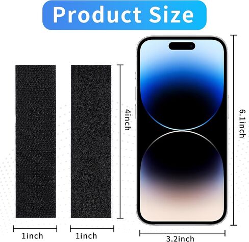 1x4 Inch Hook and Loop Strips with Adhesive, 30 Sets Heavy Duty Self Adhesive Tape Nylon Hook and Loop Fasten Mounting Tape for Home Office School and Crafting, Black in Saudi Arabia