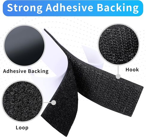 1x4 Inch Hook and Loop Strips with Adhesive, 30 Sets Heavy Duty Self Adhesive Tape Nylon Hook and Loop Fasten Mounting Tape for Home Office School and Crafting, Black in Saudi Arabia