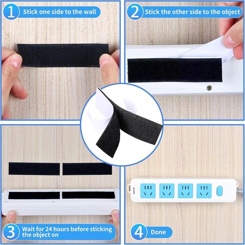 1x4 Inch Hook and Loop Strips with Adhesive, 30 Sets Heavy Duty Self Adhesive Tape Nylon Hook and Loop Fasten Mounting Tape for Home Office School and Crafting, Black in Saudi Arabia