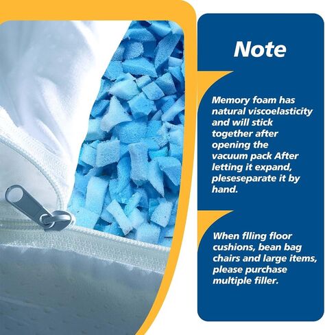 10 Pounds Memory Foam Bean Bag Filler, Shredded Memory Foam Filling, Premium Soft Bean Bag Filling, 100% Real Memory Foam for Dog Bed, Sofa Cushion, and Pillow for Arts and Crafts in Saudi Arabia