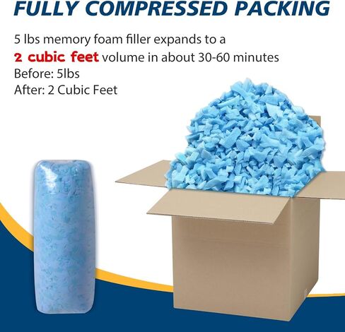 10 Pounds Memory Foam Bean Bag Filler, Shredded Memory Foam Filling, Premium Soft Bean Bag Filling, 100% Real Memory Foam for Dog Bed, Sofa Cushion, and Pillow for Arts and Crafts in Saudi Arabia