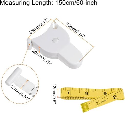 Body Measure Tape 150cm Metric Pink Retractable Measuring Tape with 60" Double Scale White Soft Tape Measure for Body Measurements, Sewing, Cloth in Saudi Arabia