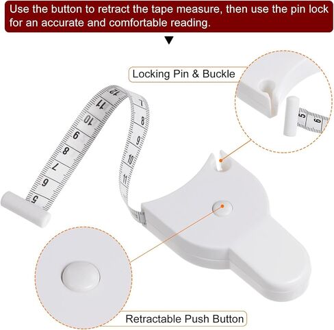 Body Measure Tape 150cm Metric Pink Retractable Measuring Tape with 60" Double Scale White Soft Tape Measure for Body Measurements, Sewing, Cloth in Saudi Arabia